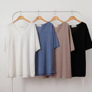 [강물처럼]빅사이즈무지티 C898L503 브이넥스판롱박시반팔 LD (3