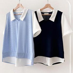 [강물처럼]빅사이즈카라티 U180L503 제니카라넥레이어드티 BS (3