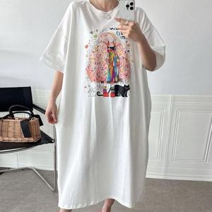 [강물처럼]아이우먼 캣소녀루즈면롱원피스 MAU168M503 빅사이즈