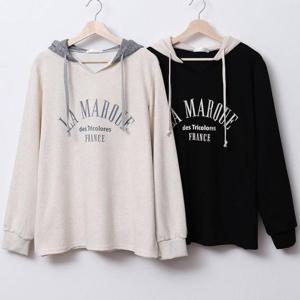 [강물처럼]빅사이즈후드티 U201L504 브랜후드루즈면배색티 SM (3