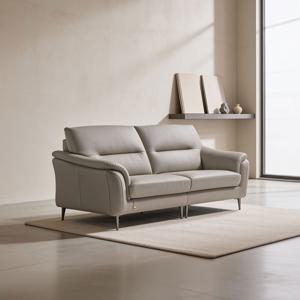 [다우닝] 베니토 3인 전체 통가죽 소파+스툴