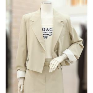 [JJ JIGOTT][JJ지고트]배색 슬리브 크롭 재킷 GP4A0JKR31_DG