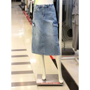 [인터크루]인터크루 여성 뒷트임 카고 롱 데님 스커트 ITY2SL51A