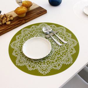 [샤이닝홈] 레이스원형 실리콘 식탁매트 1P