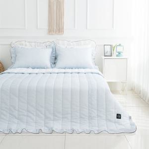 에어밤부 프릴 스노우 리플 Q퀸 여름누비이불패드 풀세트 블루