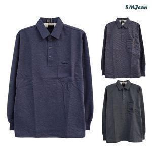 [에스엠진]SMJ1252 긴팔 기모 티셔츠 중년 남성 카라티셔츠 겨울