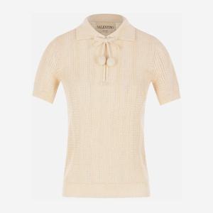 발렌티노 코튼 크로셰 지퍼 폴로 티셔츠 8B3KP00J A33A03