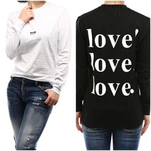 MSGM 여성 러브 로고 프린팅 긴팔 티셔츠 2841MDM226