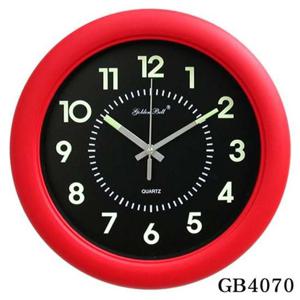 GB4070 야광 무소음 원형 벽시계 레드