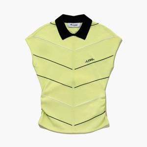 [르꼬끄골프] 여성 라인 배색 슬리브리스 카라 스웨터 (GQ122LKP34)