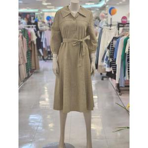 SOUP 여성 체크 벨티드 롱 원피스 SA8OP81