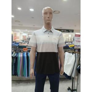 크로커다일 세이브존05 면 혼방 피케 스트라이프 반팔 카라 티셔츠 AATS2401 86