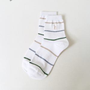 [헤지스] 남성 스트라이프 면혼방 중목양말 HZSS6E202WT