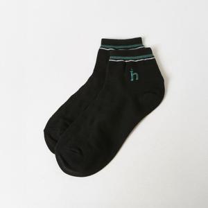 [헤지스] 남성 로고자수 면혼방 단목양말 HZSS6E304BK