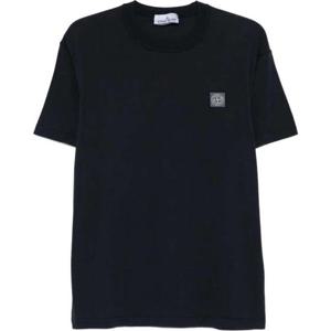 25FW 스톤 아일랜드 로고 패치 블랙 반팔 티셔츠 K2S15 2100029 S0057 V0029