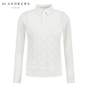 [세인트앤드류스] 여성 크로셰 베스트 레이어드 긴팔티셔츠 821F2TO105_WH