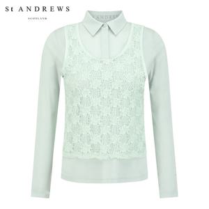 [세인트앤드류스] 여성 크로셰 베스트 레이어드 긴팔티셔츠 821F2TO105_MT