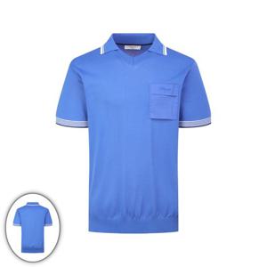 [헤지스골프] 남성 포켓 포인트 카라 반팔 스웨터 블루 HUSW6B352B2