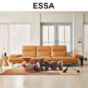 [에싸] 프레소 4인 스윙기능 베티버 천연 면피 소가죽 소파
