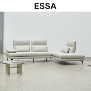 [에싸] 리비에라 4인 오픈코너형 스윙기능 베티버 천연 면피 소가죽 소파