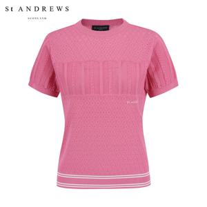 [세인트앤드류스] 여성 스트라이프 배색 변형 스카시 반팔 니트 821F2SR104_PK