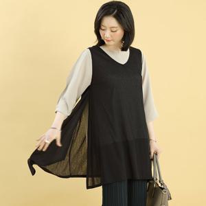 애비뉴투지 엄마옷 통기성 좋은 시스루 브이 가오리 조끼 V04216