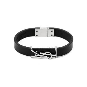 생로랑 708815 0IH0E 1000 모노그램 오피움 은장 가죽 팔찌