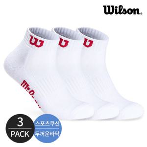 윌슨 남성 스포츠 쿠션 베이직 로고포인트 발목양말 3P_WH/RD