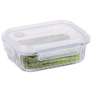 네오플램 웨이브락 내열유리 밀폐용기 V(스팀홀) 직사각 600ml