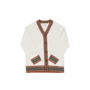 버버리 키즈 스트라이프 트리밍 울 가디건 8054222 A1452