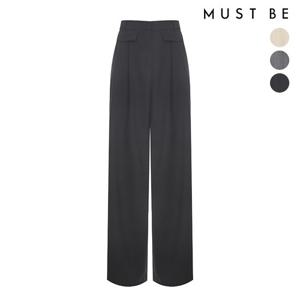 [머스트비] 여성 페이크 포켓 핀턱 와이드 팬츠