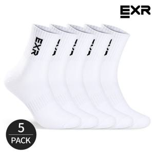 [EXR]EXR 남성 로고포인트 스탠다드 중목양말 5P_WHBK