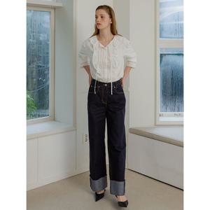 [올리브데올리브]롤업 배색 데님 팬츠 (OJ4AL859)