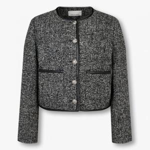 [보브]레더 트림 헤링본 트위드 자켓 (7154310202)