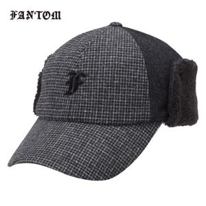 [팬텀] 남성 체크 스웨이드 퍼 귀달이 방한 볼캡