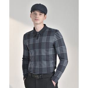 닥스 골프 24FW 가격인하품절임박PREMIUM 네이비 기모 변형체크 긴팔 카라티 DGTS4D712N2
