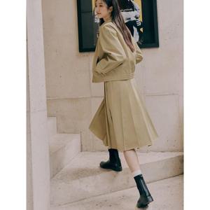 [빈폴레이디스] 자수 디테일 플리츠 스커트  베이지 (BF4827S01A