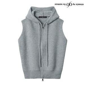 [나인식스뉴욕(영캐릭터)]후드 끈 하찌 투웨이 집업 니트 베스트 (NO4VW003L0)