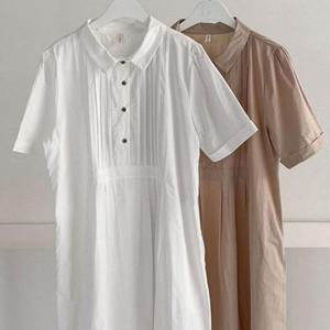 카라 원피스 306E375S 핀턱 여성큰옷 코튼 빅사이즈미