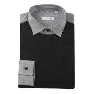 [에스티듀퐁(셔츠)]24년도 캐쥬얼 니트 레이어드  긴팔와이셔츠SE4FM21LS348SNY