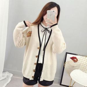 데일리 여성 가을 사무실 아크릴 가디건 자켓 펌퍼