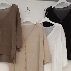 여성큰옷 브이넥 307G873S 썸머 가디건 언발 빅사이즈