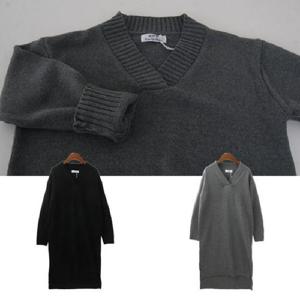 옆트임 브이넥 니트롱원피스 SD-6696