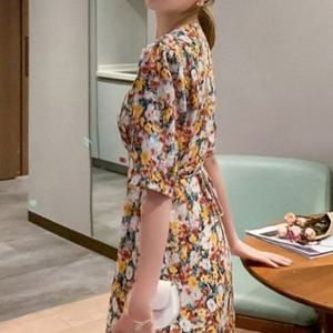 치마 원피스 DJJ0001 밑단프릴 플라워