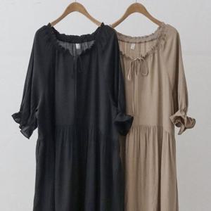 셔링넥 빅사이즈 307G993S 빅사이즈미시옷 스트링 롱