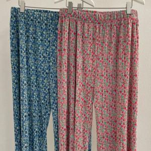 와이드 주름 빅사이즈 307O459S 의류 팬츠 잔꽃 빅사