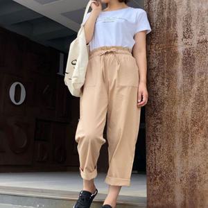 여성 넓은 허리밴딩 심플 주머니팬츠 롤업팬츠 마바지
