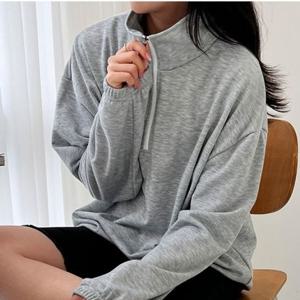 ST230450 후드 맨두맨 무지 밴딩 집업 반집업