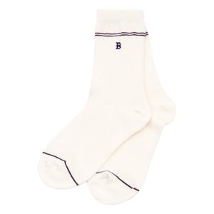 [빈]버건디 배색 아이보리 골지 양말BZ13AS01IV