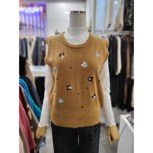 밸리걸 세이브존01 고양이 스티치 니트 조끼 218870